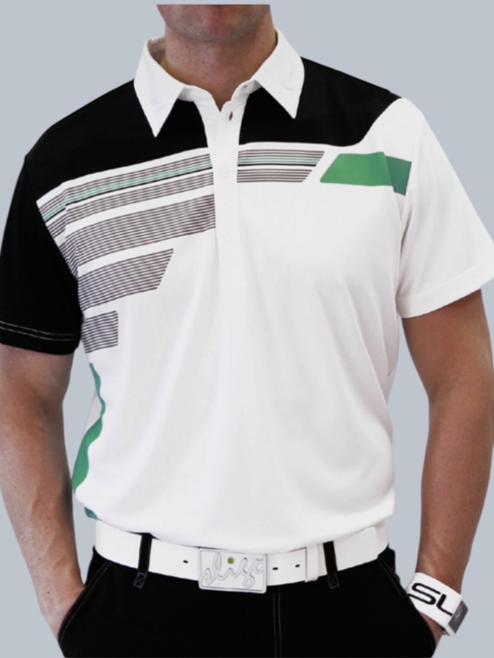 Sligo - Men’s Robinson Golf Polo - White/Paris Green - Size: M - 2013